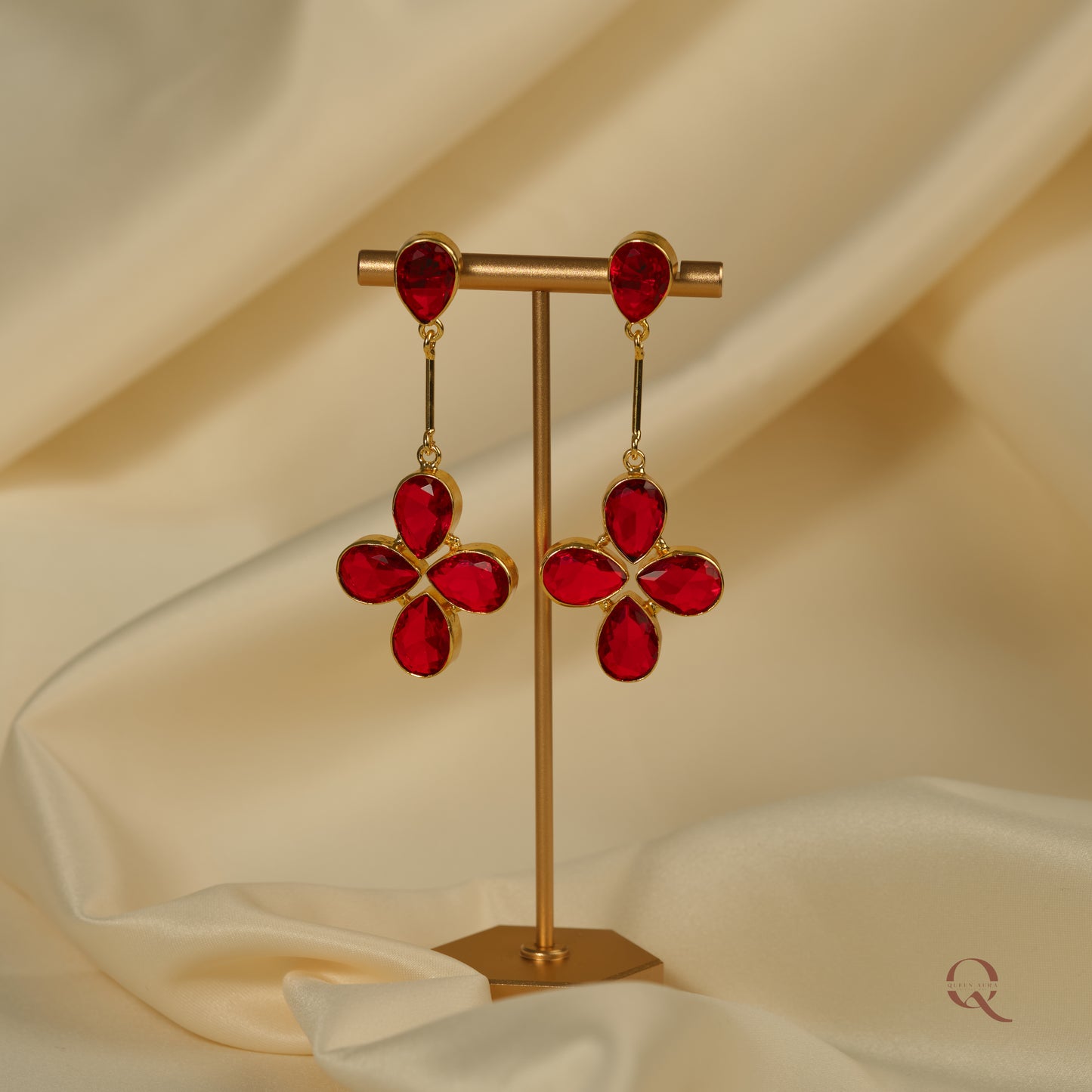Red Bloom - Hand Crafted Red Stone Earrings - ERK13