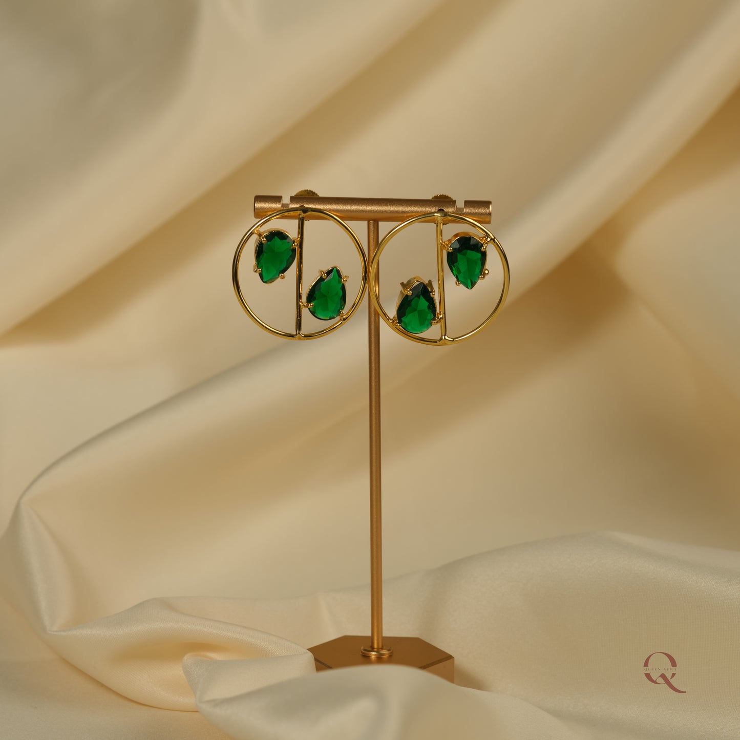 Green Desire - Hand Crafted Green Stone Earrings- ERK14