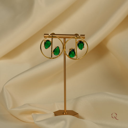 Green Desire - Hand Crafted Green Stone Earrings- ERK14