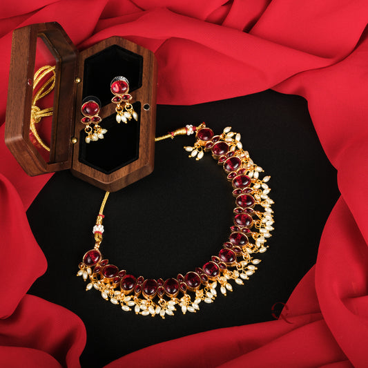 Double Sided Stone Necklace Set NKB16