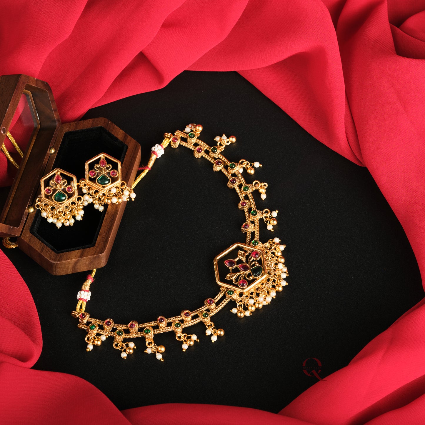 Traditional stone Necklace with hangings NKB20