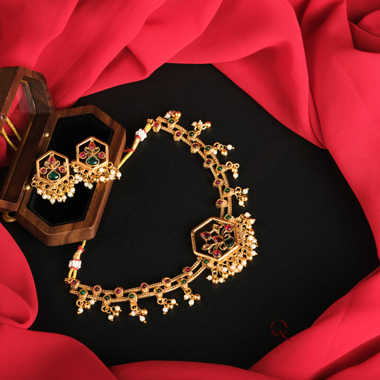 Traditional stone Necklace with hangings NKB20