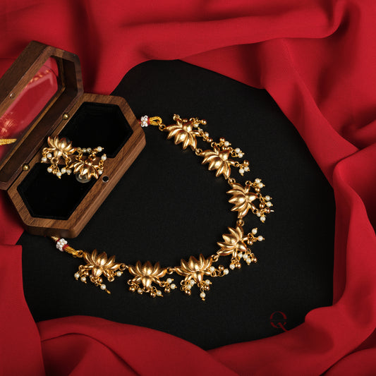 Gold Plated Lotus Necklace NKB31