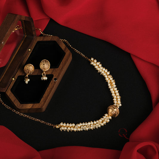 Rice Pearl Ball Choker NKB36
