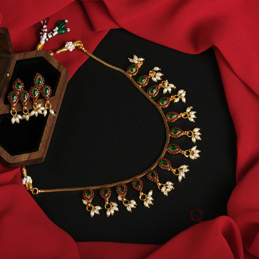 Rice Droppings and Stone Necklace NKB40
